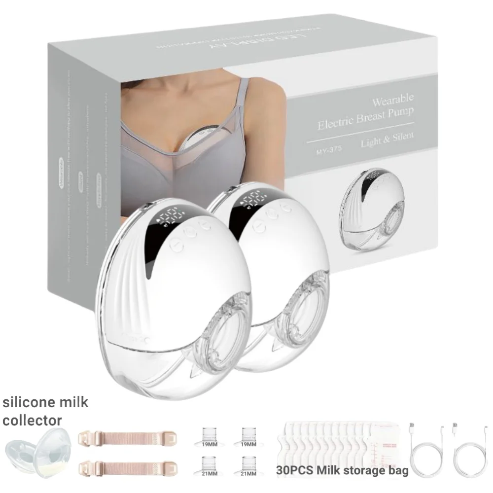 Bomba elétrica vestível para leite materno, mãos livres, bpa, baixo ruído, sucção poderosa, 4 modos e 12 níveis, formato de concha, sem fio