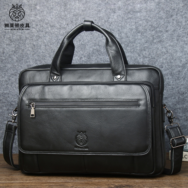 Мужской портфель из воловьей кожи, кожаная мужская сумка, деловая сумка, 16-дюймовая ручная сумка для компьютера на плечо