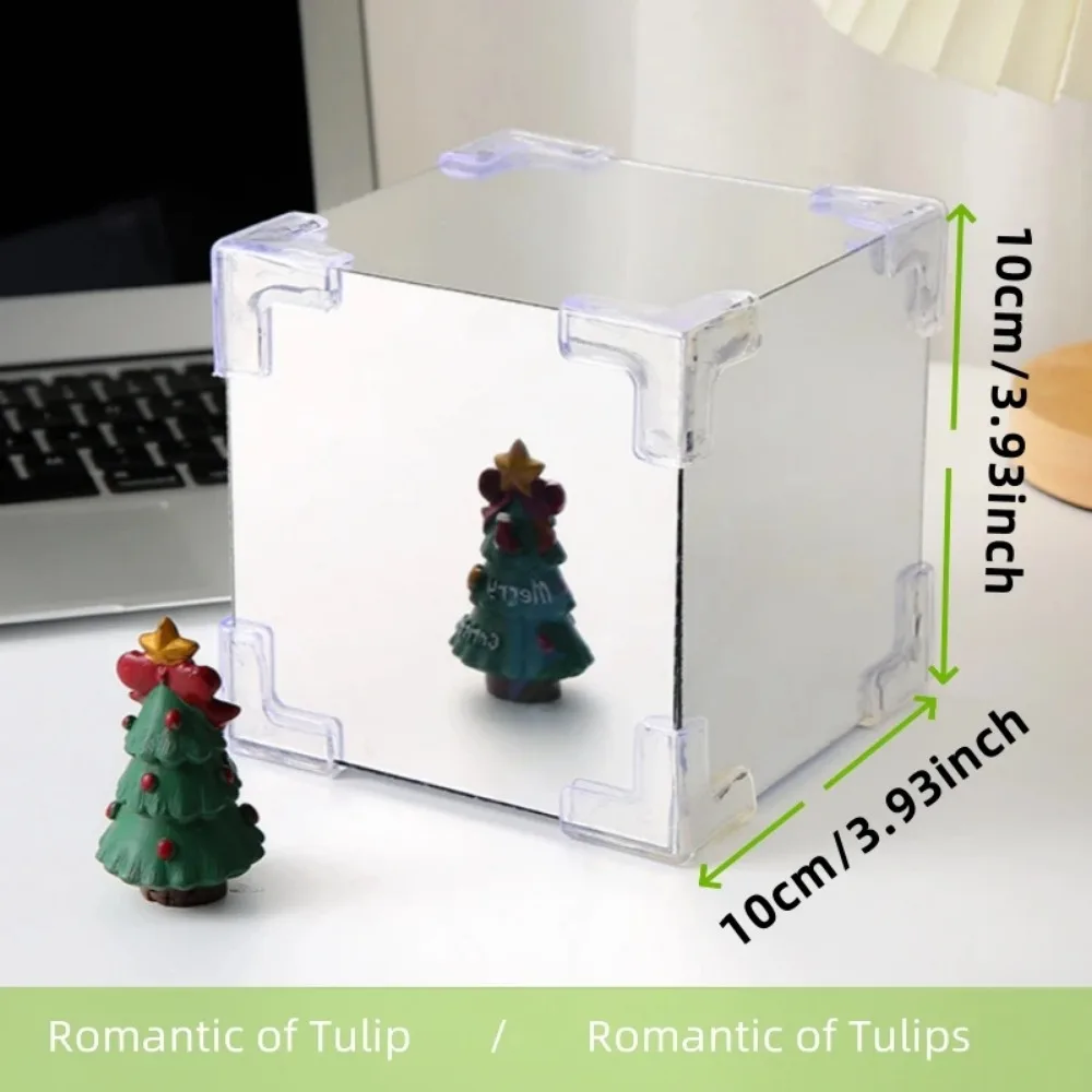 Lampe de table de couchage de chambre à coucher de fleur de simulation de cube de miroir de tulipe, artisanat fait à la main, veilleuse de bricolage, cadeau d'anniversaire