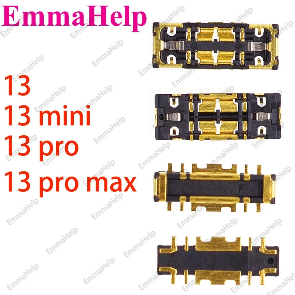 EmmaHelp 10pcs FPC on Battery Flex Cable For iPhone 15 14 12 13 11 Pro Max 6 6S 7 8 Plus X XS XR Connector Clip Plug