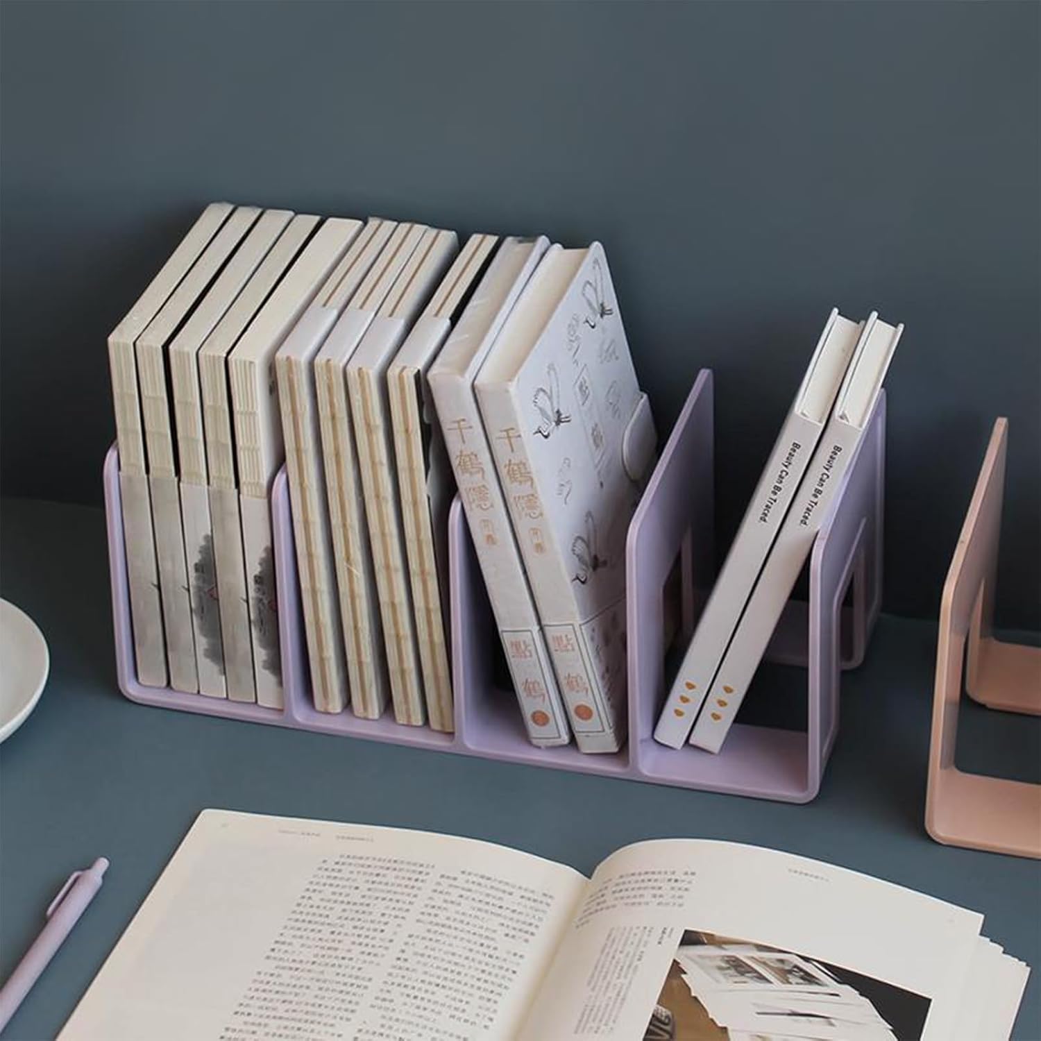 Multi-function Desktop Storage Rack Macaron Color Plastic Folder Bookshelf School Office Book Notebook Holder Organizer Supplies