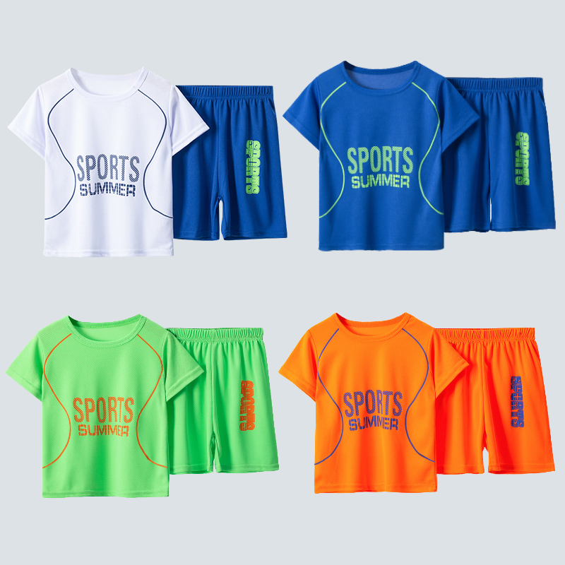 2/4 pezzi di tuta sportiva estiva per bambini ad asciugatura rapida ragazzi gilet da corsa ragazze pantaloncini casual Joker maniche corte traspiranti