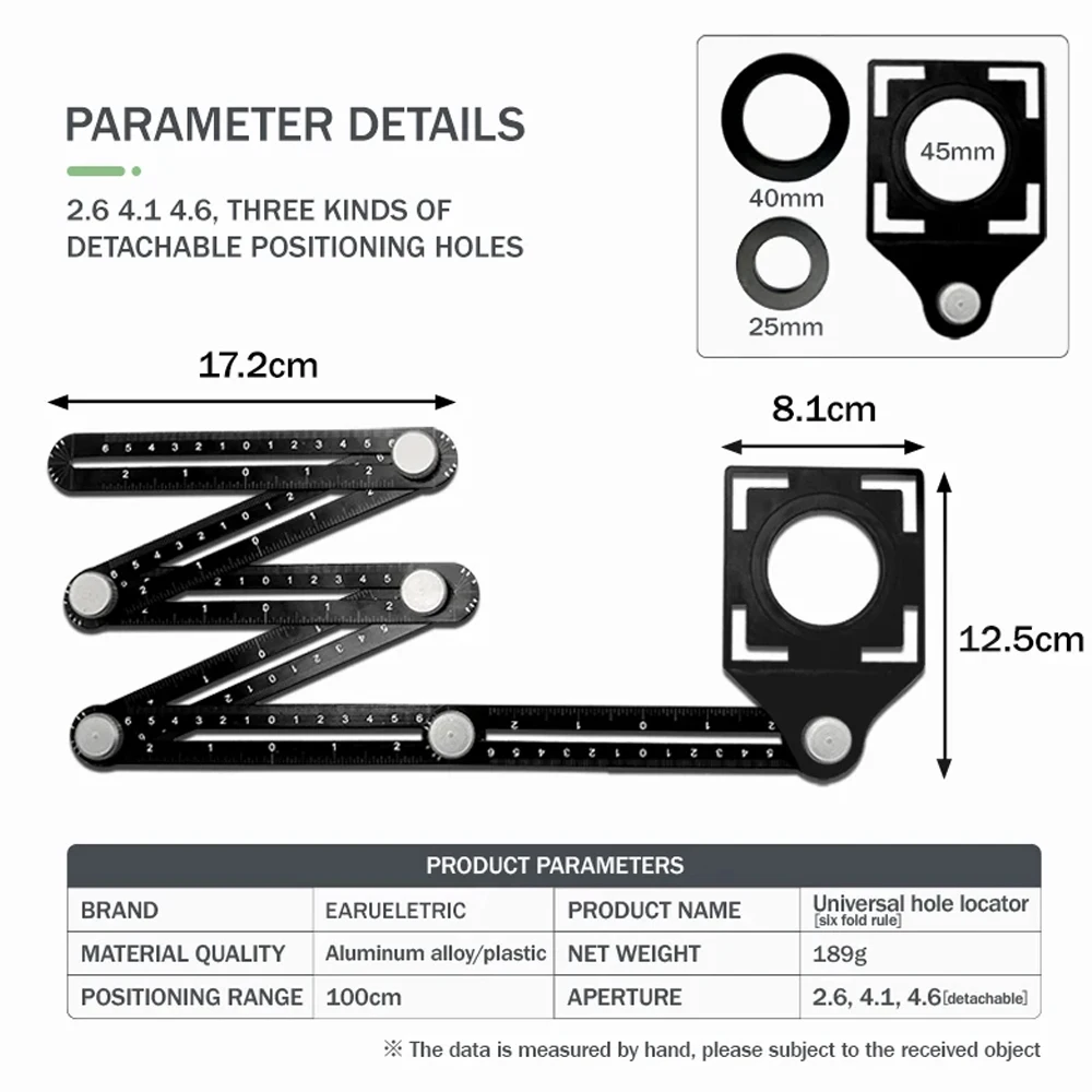 Construction Multi Angle Measuring Ruler Aluminum 6 Folding Positioning Ruler Professional DIY Wood Tile Flooring Tool Locator