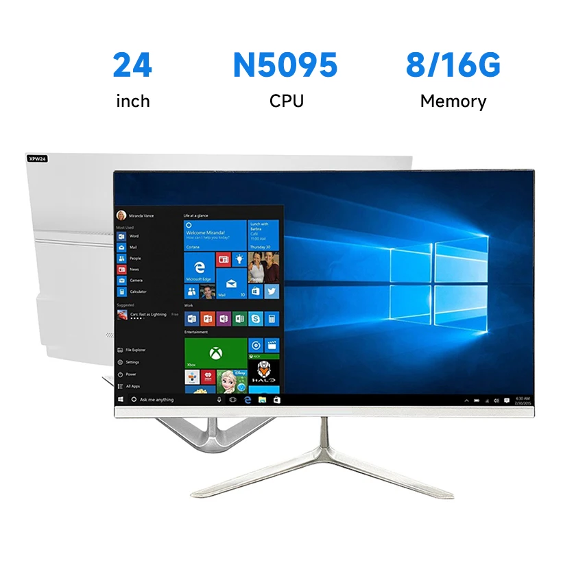 24-дюймовый универсальный компьютер 1K (Intel Core 5095, RAM 8/16 ГБ, SSD 128/256/512/1024 ГБ, Windows 11 Pro), белая, английская клавиатура