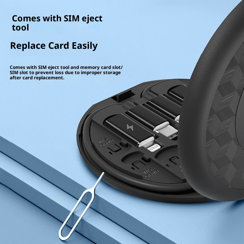 60W Multi 4-in-1 Fast Charging Data Cable Type-C USB-C Micro USB Lightning Charger Cord with Storage Box and Phone Holder