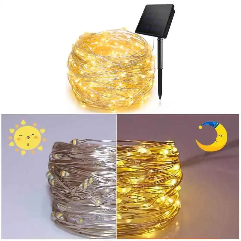 태양 LED 빛 야외 방수 요정 조명 문자열 크리스마스 할로윈 장식 꽃줄 정원 Led 램프 파티 용품