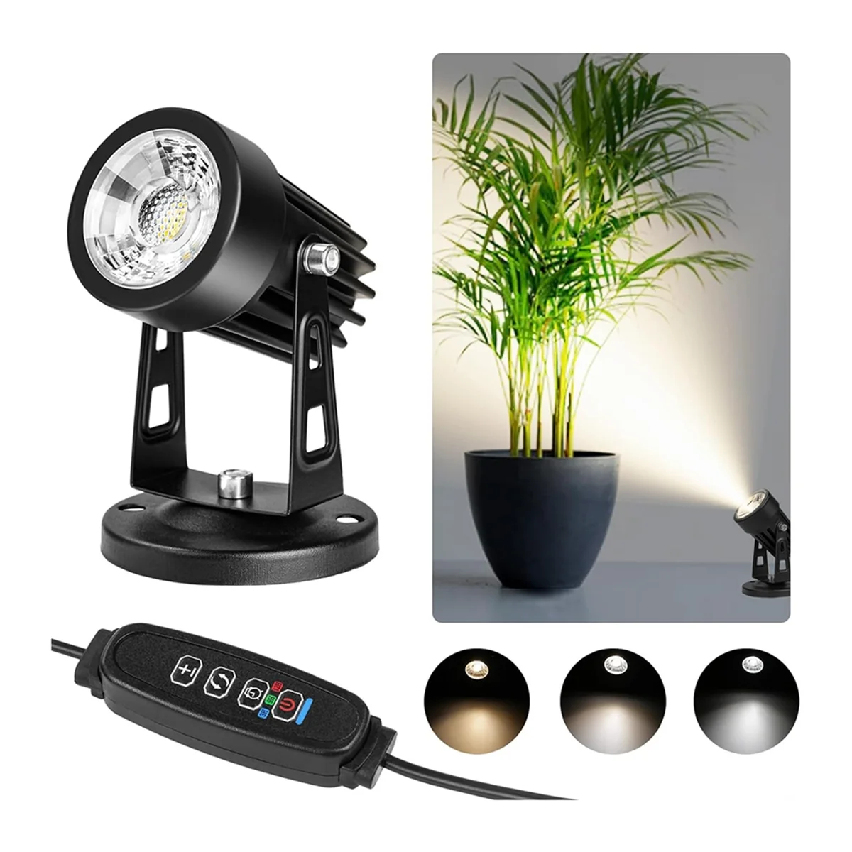 Faretti BABQ per interni Luci per interni con timer, faretto da pavimento da 3 W per interni, spina americana per luce 3000K/4000K/5000K