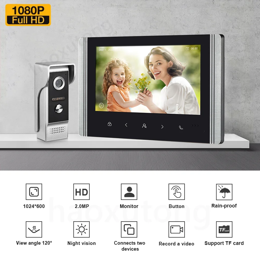 7 Polegada com fio vídeo campainha intercom 800tvl à prova dwaterproof água ao ar livre câmera hd ip55 interfone sistemas para casa apartamento
