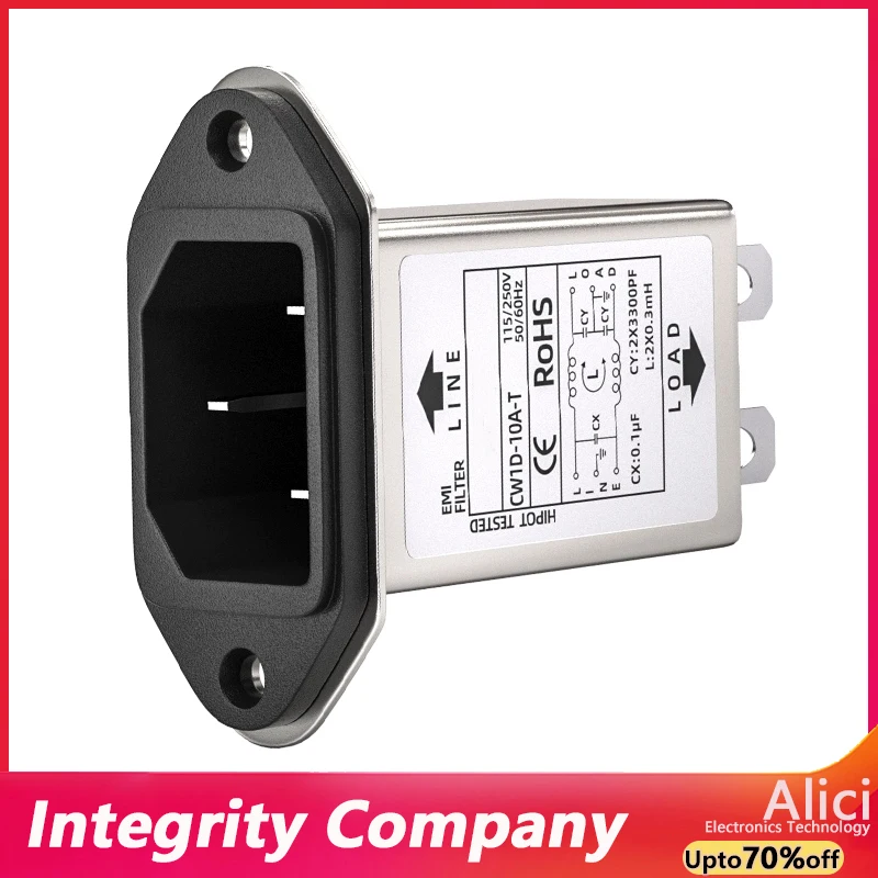 Purificatore EMI anti-interferenza CA 220 V con presa a T monofase CW1D-T 3A 6A 10A -T filtro di alimentazione CW1D-6A-T CW1D-10A-T
