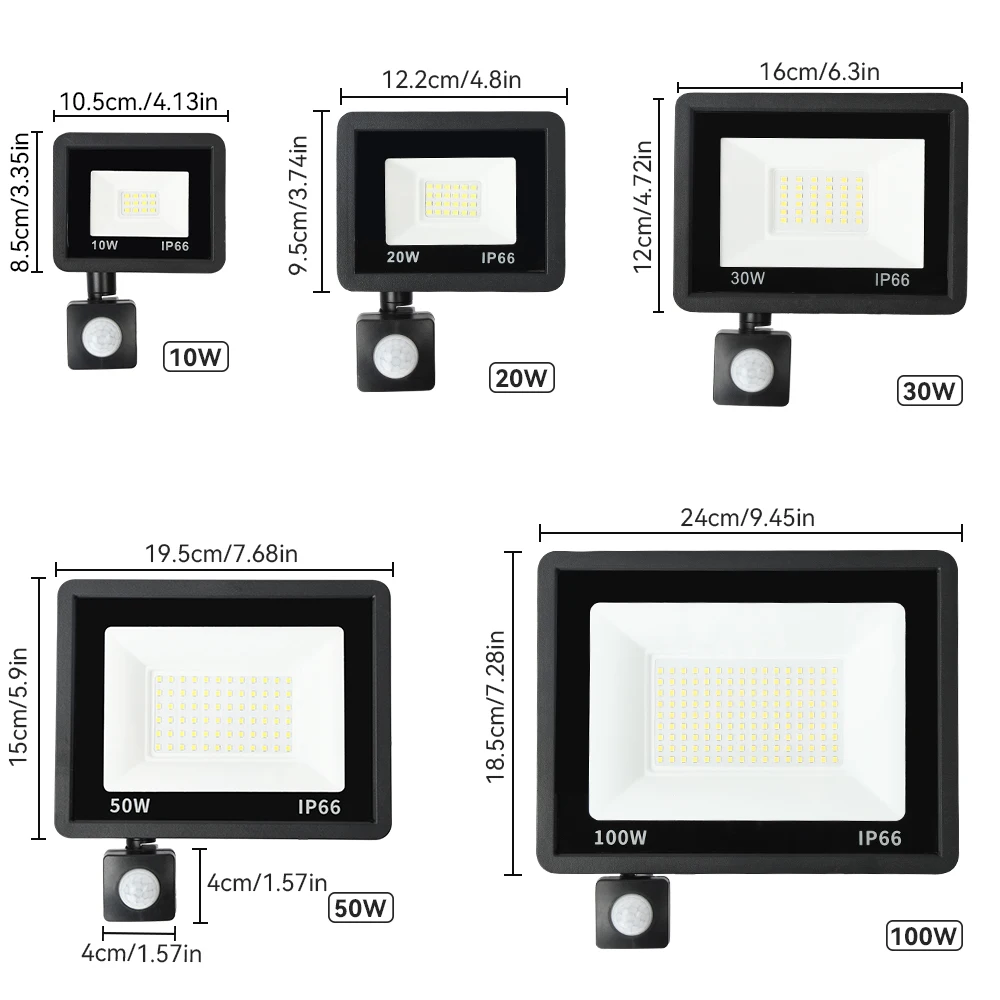 LED Flutlicht PIR Bewegungssensor Weiß/Warmweiß IP66 AC220V Außenprojektor Strahler SMD2835 Außenbeleuchtung Stehlampe