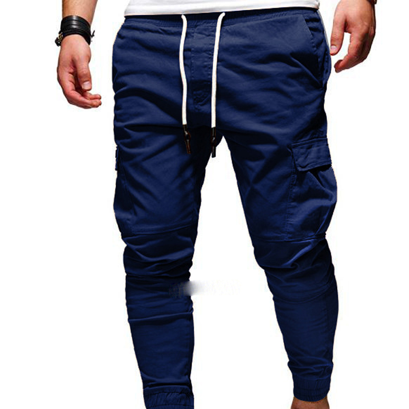 2023 primavera outono novo cintura elástica bolsos cordão lápis calças homem moda movimento confortável all-match correndo calças