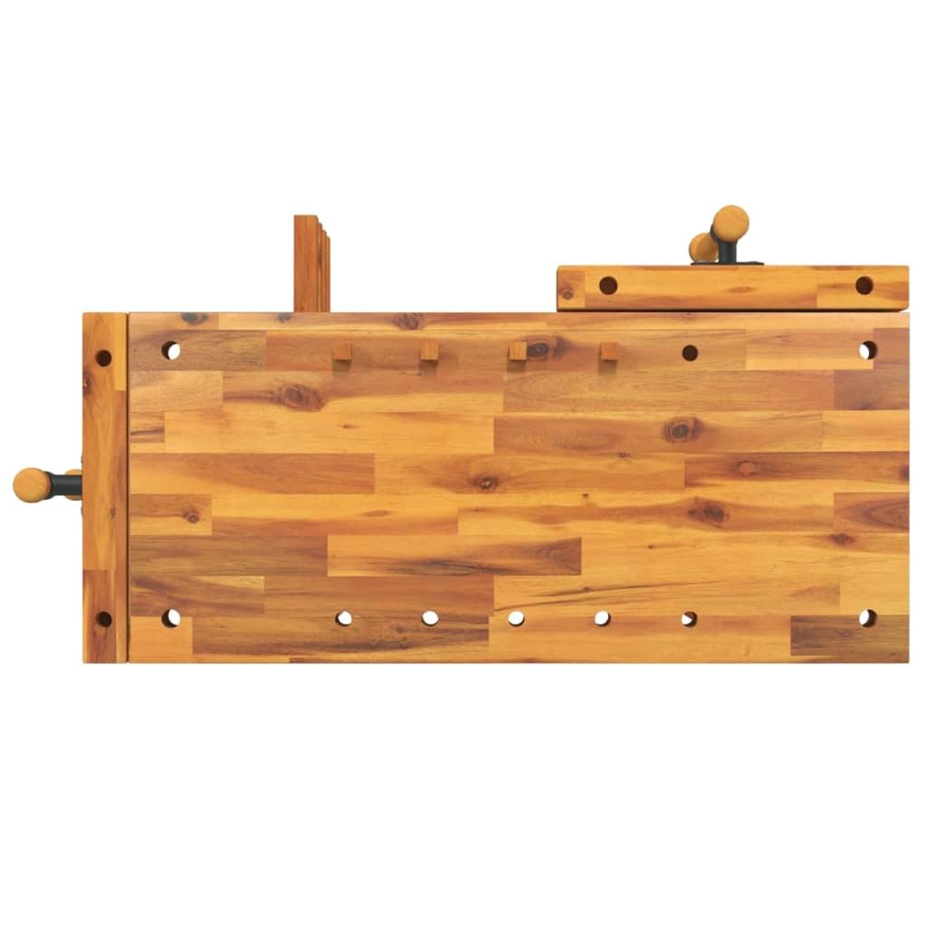 Solid Acacia Wood Workbench with Vices – 92x48x83 cm Durable and Stylish Workspace Solution
