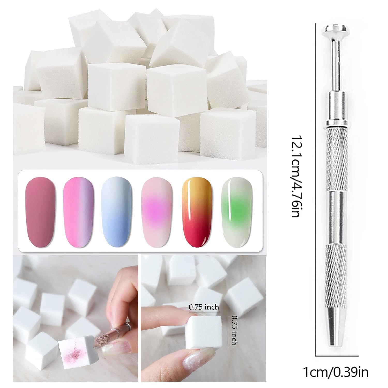 50 Stuks Ombre Spons Voor Nagels, Zachte Gradiënt Nagelspons Met Grijpen Ombre Nagelborstel Franse Tip Tool Manicure Ontwerp Acces