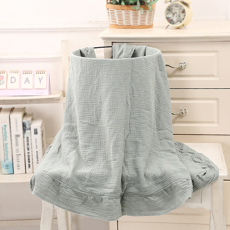 100% Organic Cotton Baby Wrap Gauze Ruffle Baby Blanket Newborn Security Muslin Swaddle Blanket