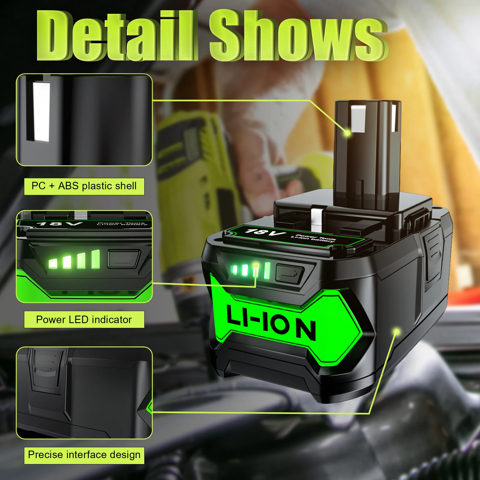 6Ah For RYOBI P108 18V One+ Plus Battery 18 Volt Lithium-Ion Power Tools P104 P107 RB18L50 RB18L20 P108
