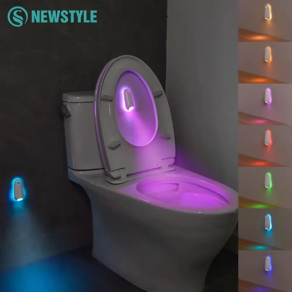 Luci notturne con sensore di movimento per WC Proiettore multicolore Luci per WC Luce per piedi impermeabile a 8 colori per l'illuminazione dell'arredamento del bagno