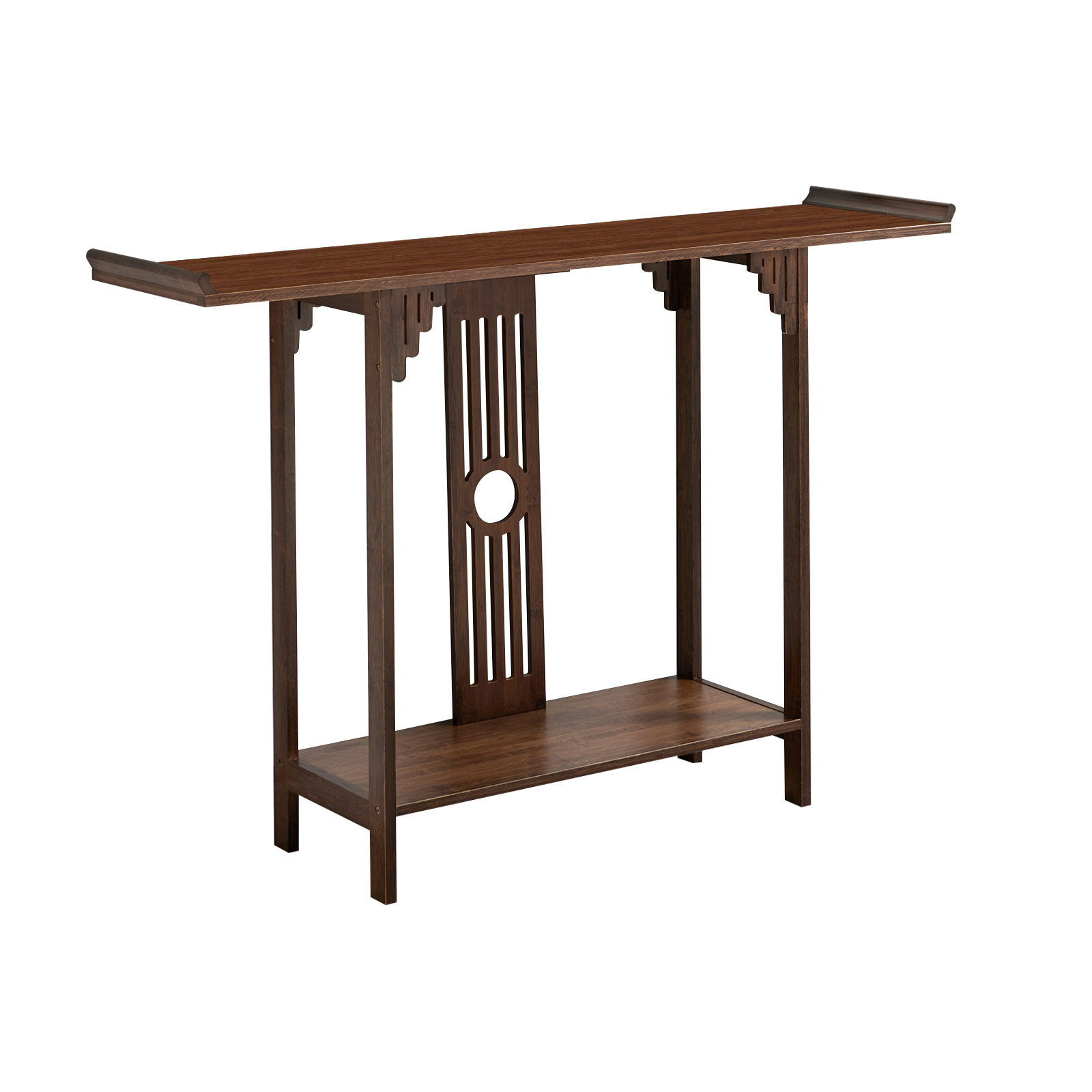 Stylish Bamboo Entryway Table: Walnut Finish, Sturdy Design, Spacious Storage with 440.92-551.15 lbs Capacity