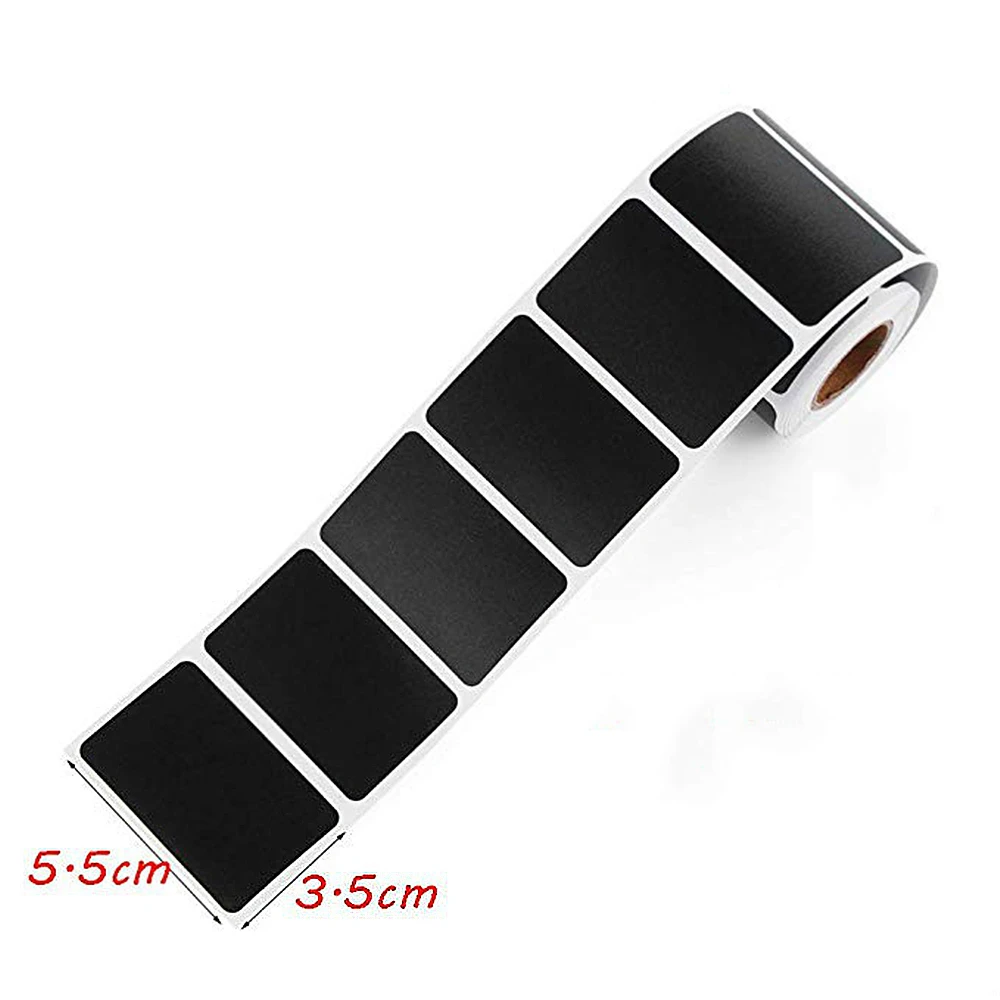 Black Blank DIY Stickers Waterproof Writing Stickers Reusable Blank Sticker for Food Storage Box Stationery Classification Label