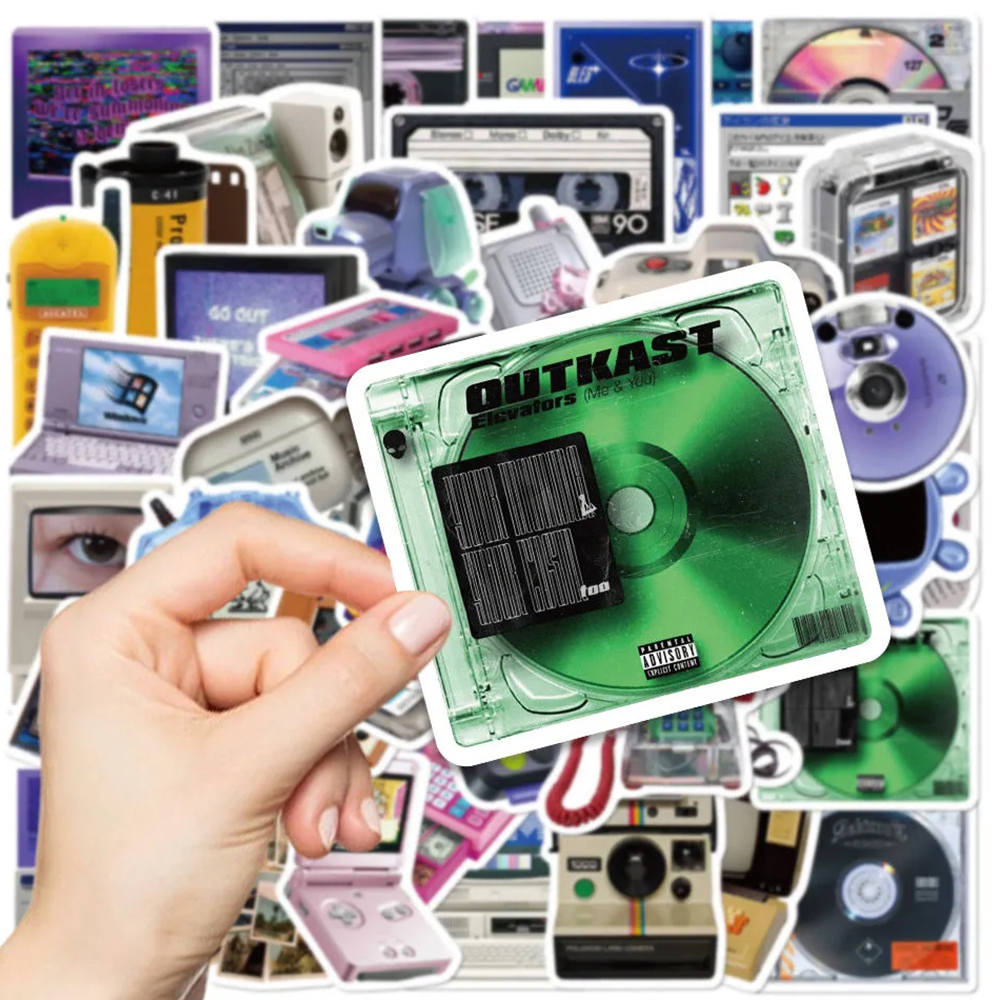 10/30/50pcs Vintage Computer Game Console Light Disk Stickers Retro Cartoon Graffiti Sticker Decals for Phone Skateboard Luggage