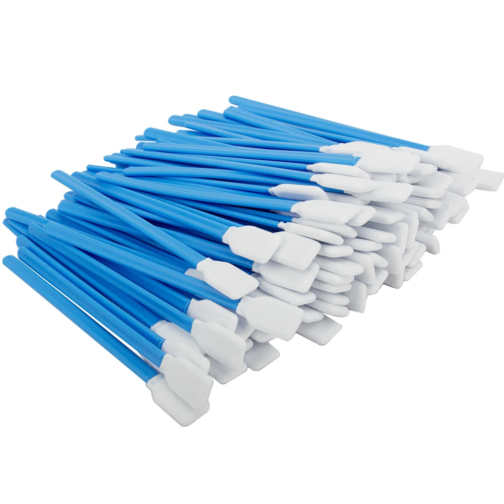 100 ชิ้นผ้าฝ้ายไมโคร Swab อุตสาหกรรมนอนวูฟเวนป้องกันไฟฟ้าสถิตฝุ่นปิดสําหรับเลนส์ป้องกันหน้าต่างไฟเบอร์เลเซอร์หัวทําความสะอาดเครื่องมือ