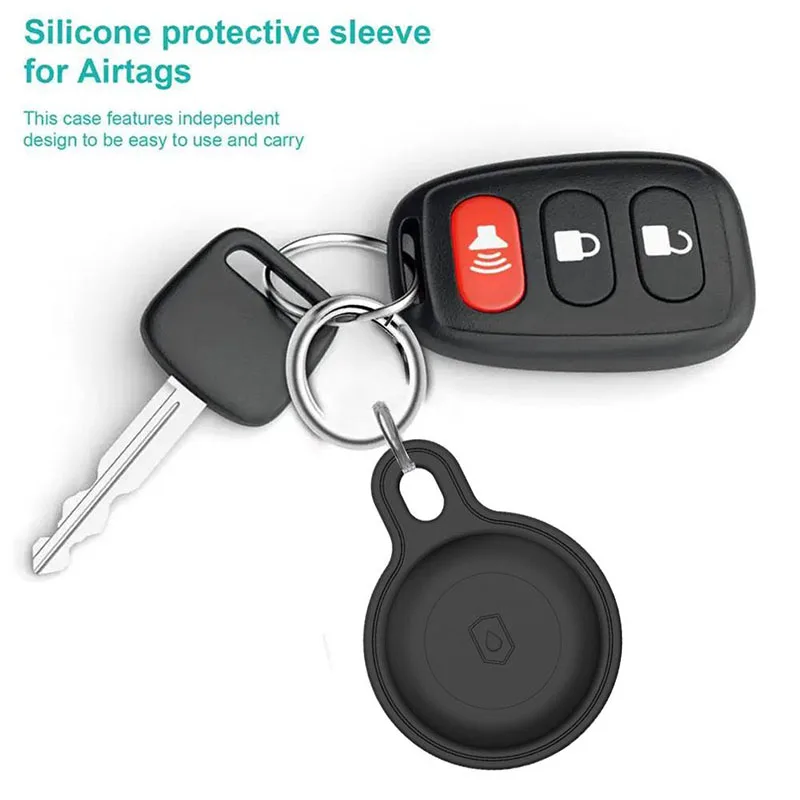 Silicon Keychain for Apple Airtags Case Protective Cover 360° Waterproof Airtag Holder Tracker Accessories AirTag Case Key Ring