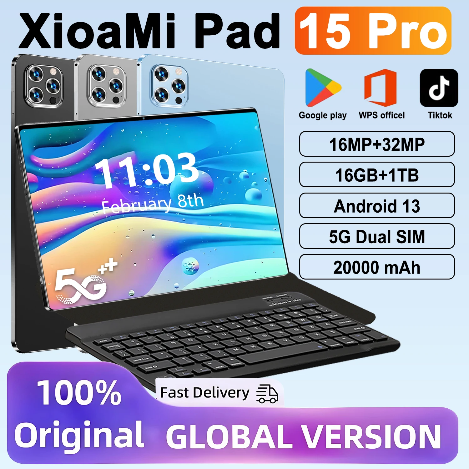 2025 globalny tablet XioaMi 11.6 cal z systemem Android 14 Pad 15 Pro 16GB 1TB Snapdragon 8 Gen2 4KHD 5G WIFI Bluetooth WPS 20000mAh tablety