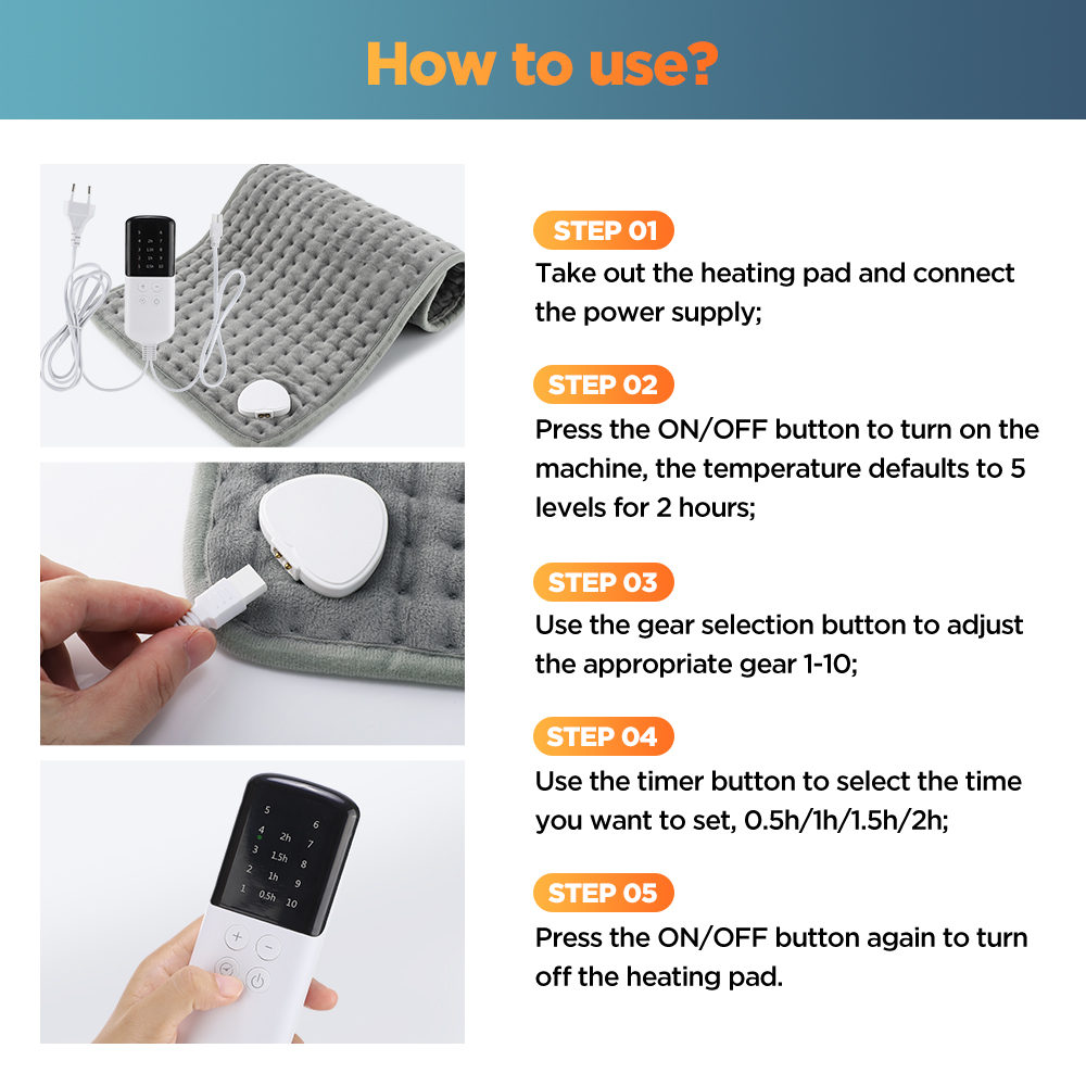 Elektrisch verwarmingskussen Multifunctionele fysiotherapie Verwarmingsdeken Kussen 10-niveaus Temperatuurtiming Lichaamsrugwarmer Winter