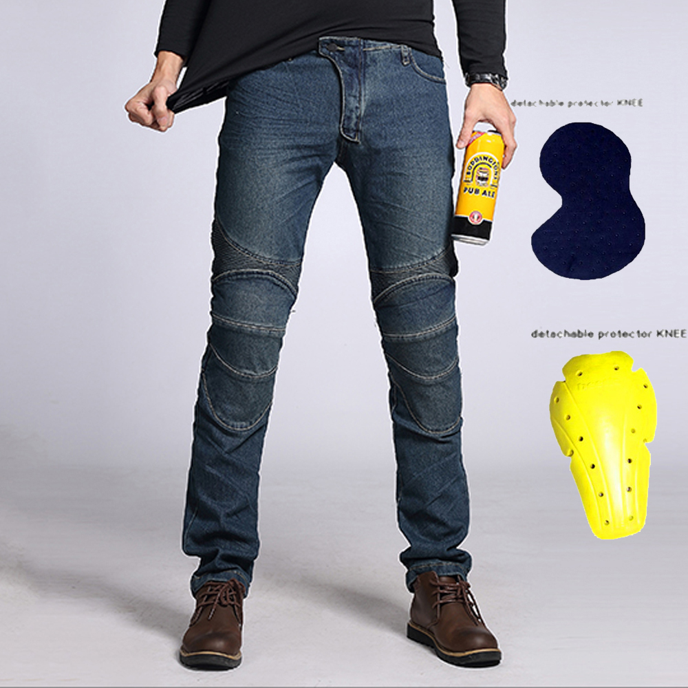 Pantalones vaqueros clásicos negros y azules para motociclismo con rodilleras, pantalones de carreras para Motocross, pantalones de ciclismo, pantalones protectores