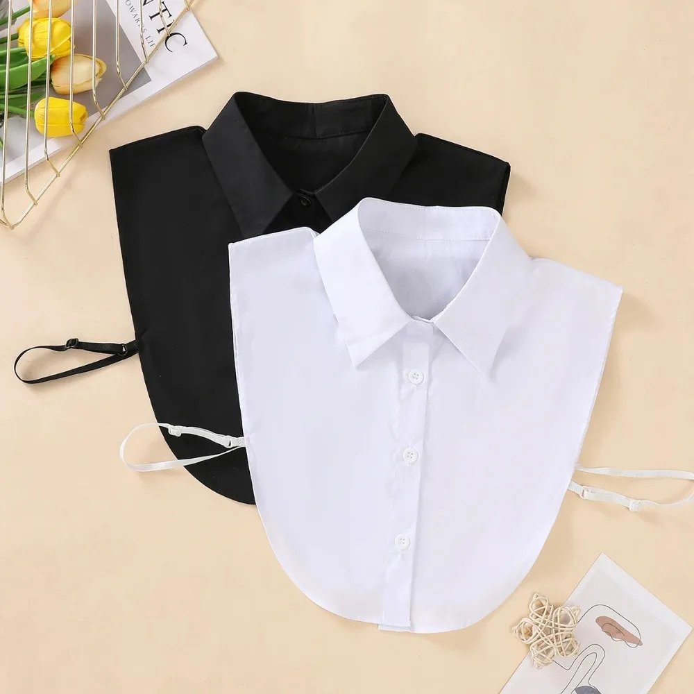 Colar falso de algodão da moda feminina, gola falsa estilo meia camisa simples, gola destacável versátil e conveniente
