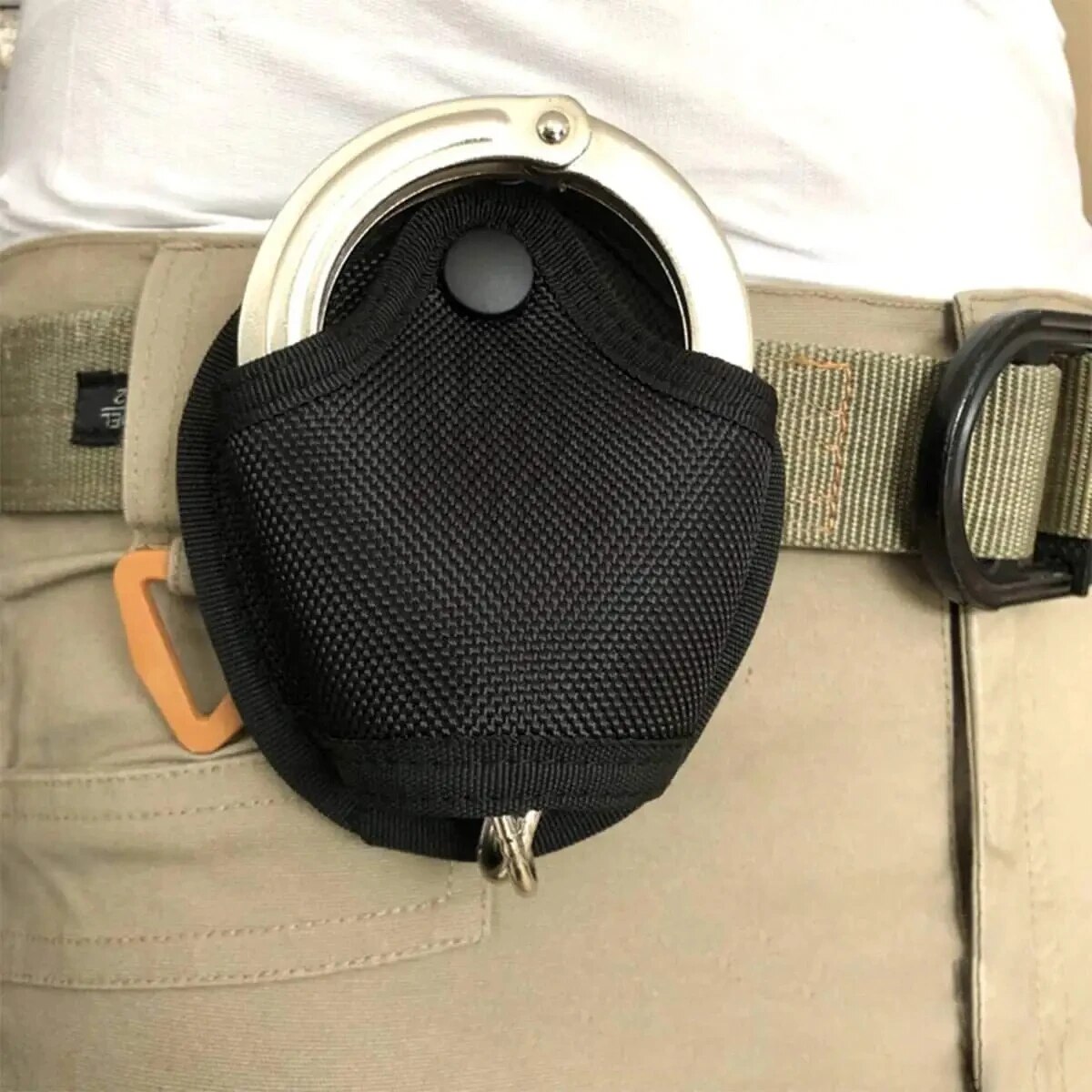 DulHandcuff-Sac d'accessoires de sécurité avec poches à la taille pour officier, convient à une ceinture de service de 2 pouces, dessus ouvert, côtes rapides