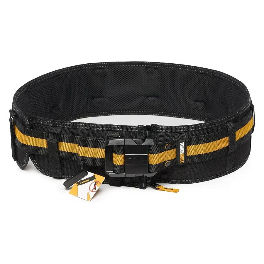 Cinturón acolchado TOUGHBUILT TB-CT-41, equipado con hebilla de alta resistencia y estructura de soporte de respaldo que funciona