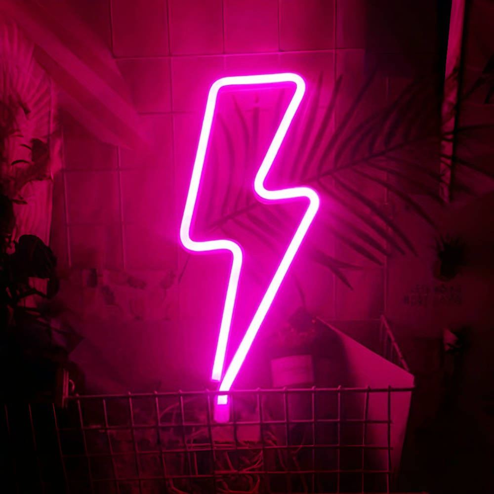 1pc relâmpago luz de néon, criativo led sinal luz de parede usb/bateria luz da noite para casa quarto festa decoração natal presente do miúdo