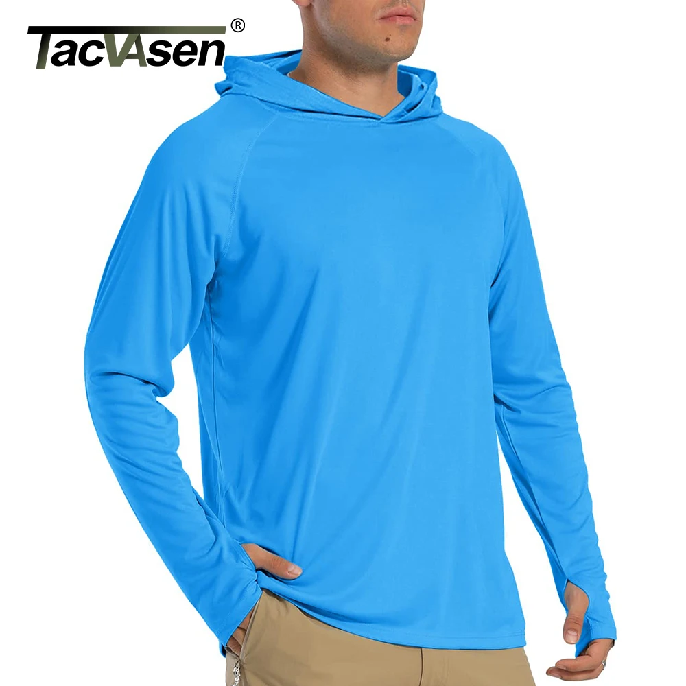 TACVASEN 日焼け防止 Tシャツメンズ長袖パーカーカジュアル UV 防止 Tシャツ通気性軽量速乾 Tシャツ男性