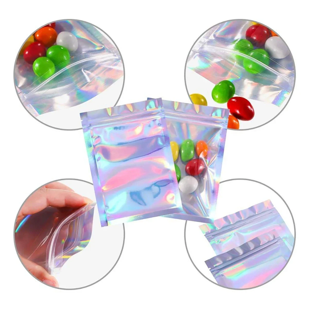10/30/50PCS เลเซอร์ Ziplock กระเป๋าสําหรับสร้อยคอหูฟังกระเป๋าพลาสติกใสเครื่องประดับข้อมูลสายบรรจุภัณฑ์ Bubble Mailers