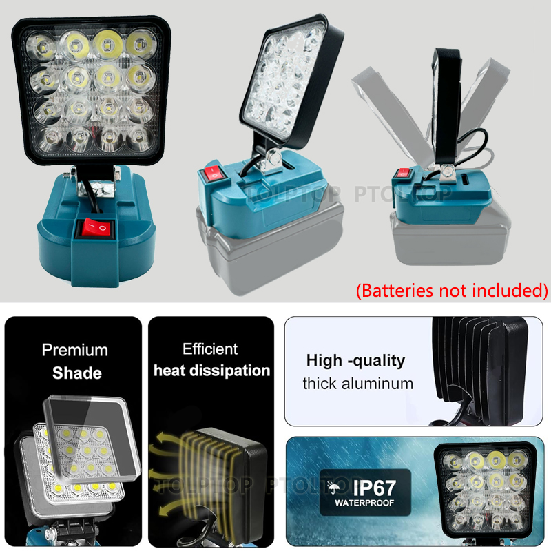 Luz de inundação ao ar livre 3 polegada luz de trabalho para makita 14.4v 18v bateria li-ion lanterna led lâmpada de acampamento iluminação de emergência