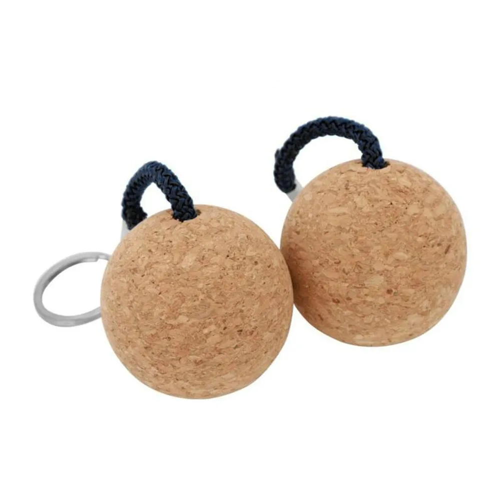 2Pcs Cork Ball Floating Keychain Round 50MM Plastic Fender Buoyancy Key Ring Suitable For Boat Sailing Kayaking Surfing Gift