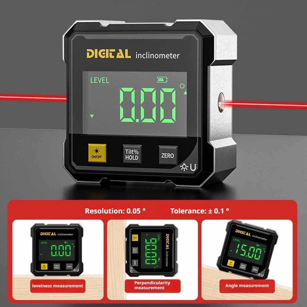 4-Side Magnetic Digital Angle Gauge With Laser Electronic Protractor Horizontometer Inclinometer Angle Ruler Slope Measuring