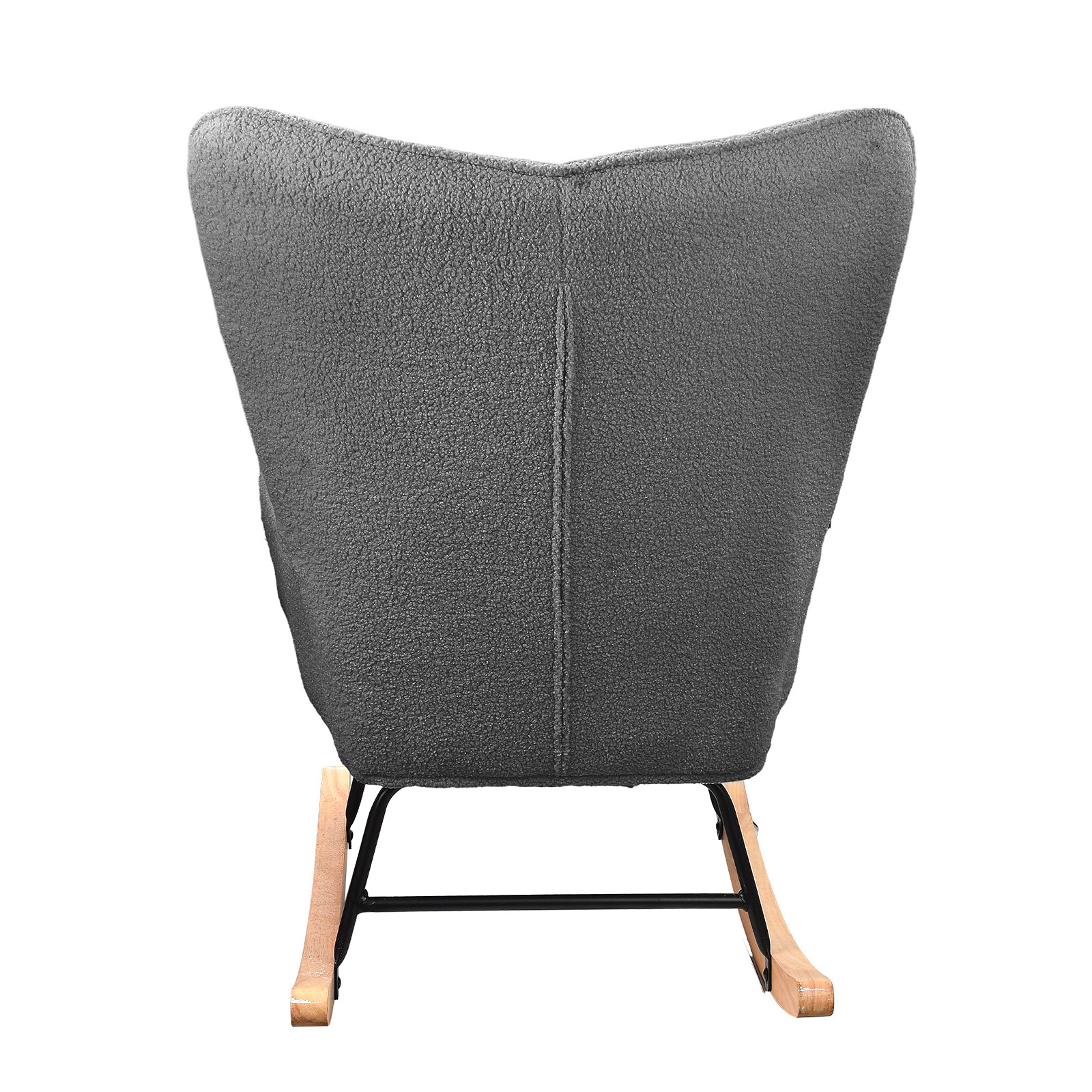 Anajqaqia Mecedora de ocio, mecedora con respaldo a cuadros y base de madera, tela de terciopelo de peluche