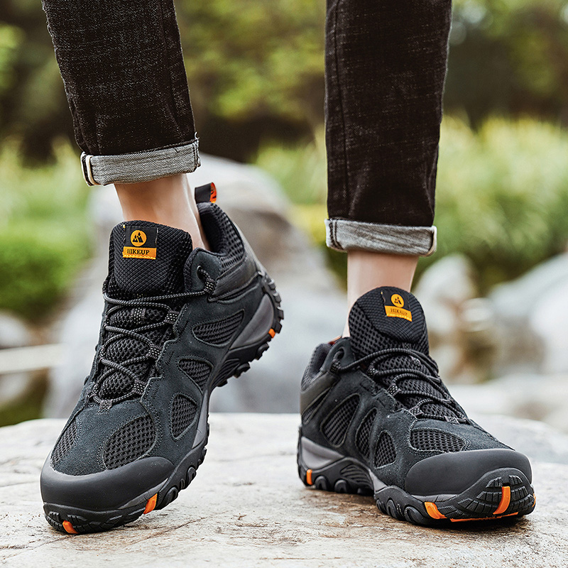 HIKEUP Neue rutschfeste, verschleißfeste Herren-Outdoor-Wanderschuhe, atmungsaktiv, spritzwassergeschützt, Klettern, Herren-Sneaker, Jagd-Bergschuhe