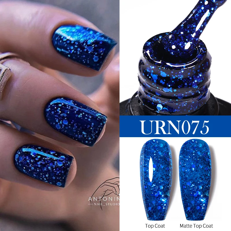 UR SUGAR 7,5 ML azul negro rojo brillo Color de lentejuelas esmalte de uñas barniz semipermanente para manicura de uñas Soak Off Gel UV