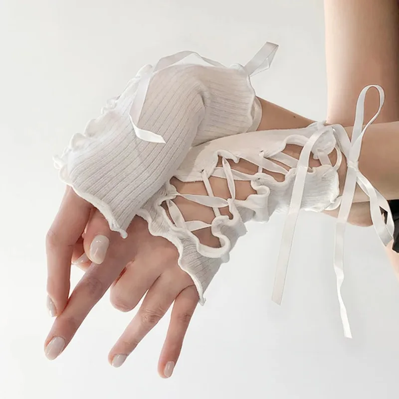 Y2k luvas sem dedos diy cintas braço mais quente malha elástica mangas de braço lolita jk gótico cosplay manga acessórios de roupas quentes