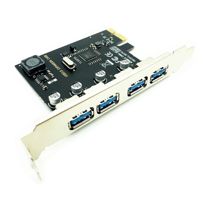 Tarjeta de expansión PCI-E USB 3,0 de 4 puertos PCI Express PCIe USB 3,0 adaptador HUB controlador USB3.0 de 4 puertos USB 3 0 PCI e PCIe Express 1X