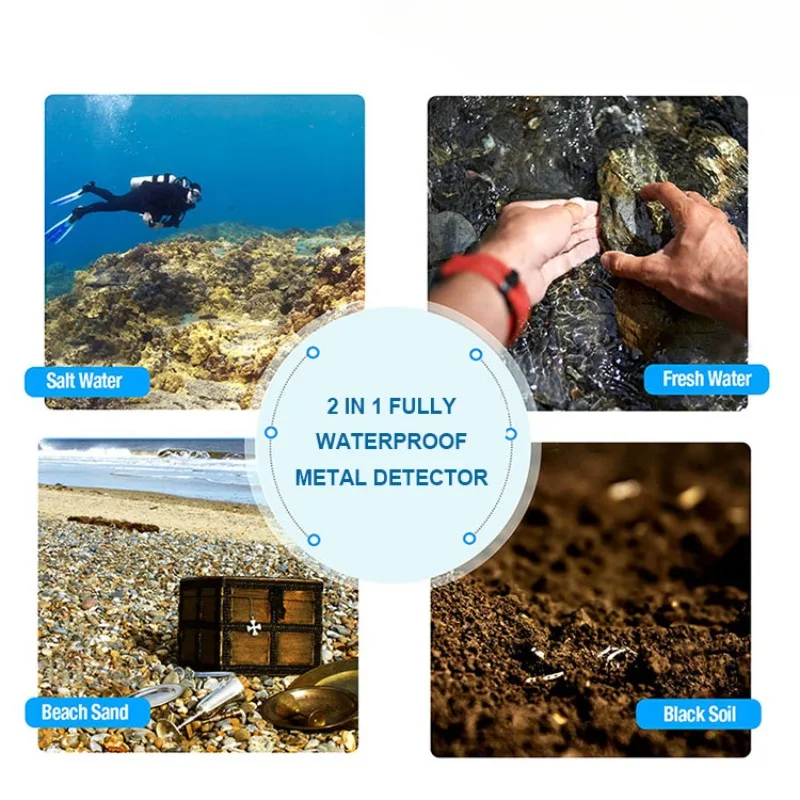 Onderwater Metaal Zoekdetector Multifunctionele 2 In 1 60M Puls Pinpointer Inductie Duikschat Ip68 Waterdicht Handheld