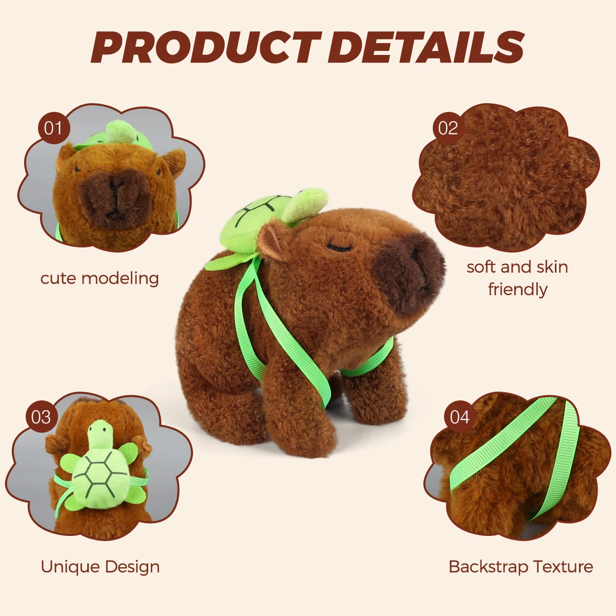 1Pc Simulation Electronic Plush Capybara Back Turtle Walking Sound Moving Mouth Doll Pet Toys For Birthday Gift