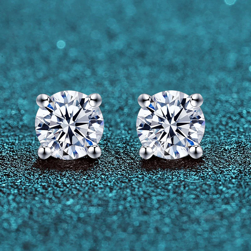 จริง0.1 2CT การทดสอบ Moissanite เพชร studs ต่างหูสำหรับผู้หญิง S925เงินแพลทินัมชุบเจ้าสาวเครื่องประดับดี