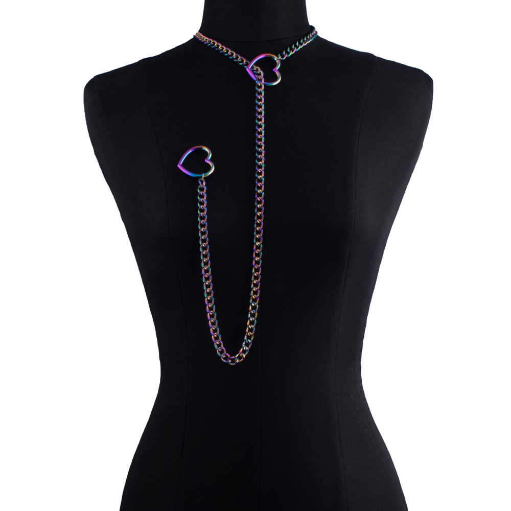 Ожерелье-цепочка в форме сердца для женщин, панк-рок, цепочка-колье, ожерелье, подарки, регулируемые готические украшения