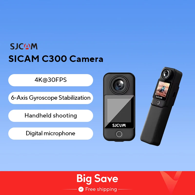 SJCAM C300 Pocket Action Camera 4K FHD With Long Battery Life Video 30M Waterproof 5G WiFi Camera Sport Action Cam