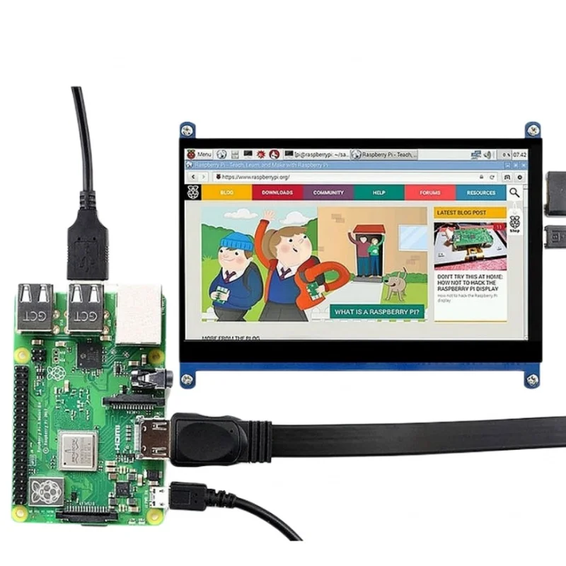 Pantalla LCD de 7 pulgadas, soporte HDMI, compatible con pantalla táctil capacitiva multisistema, resolución de 1024x600 para Raspberry Pi