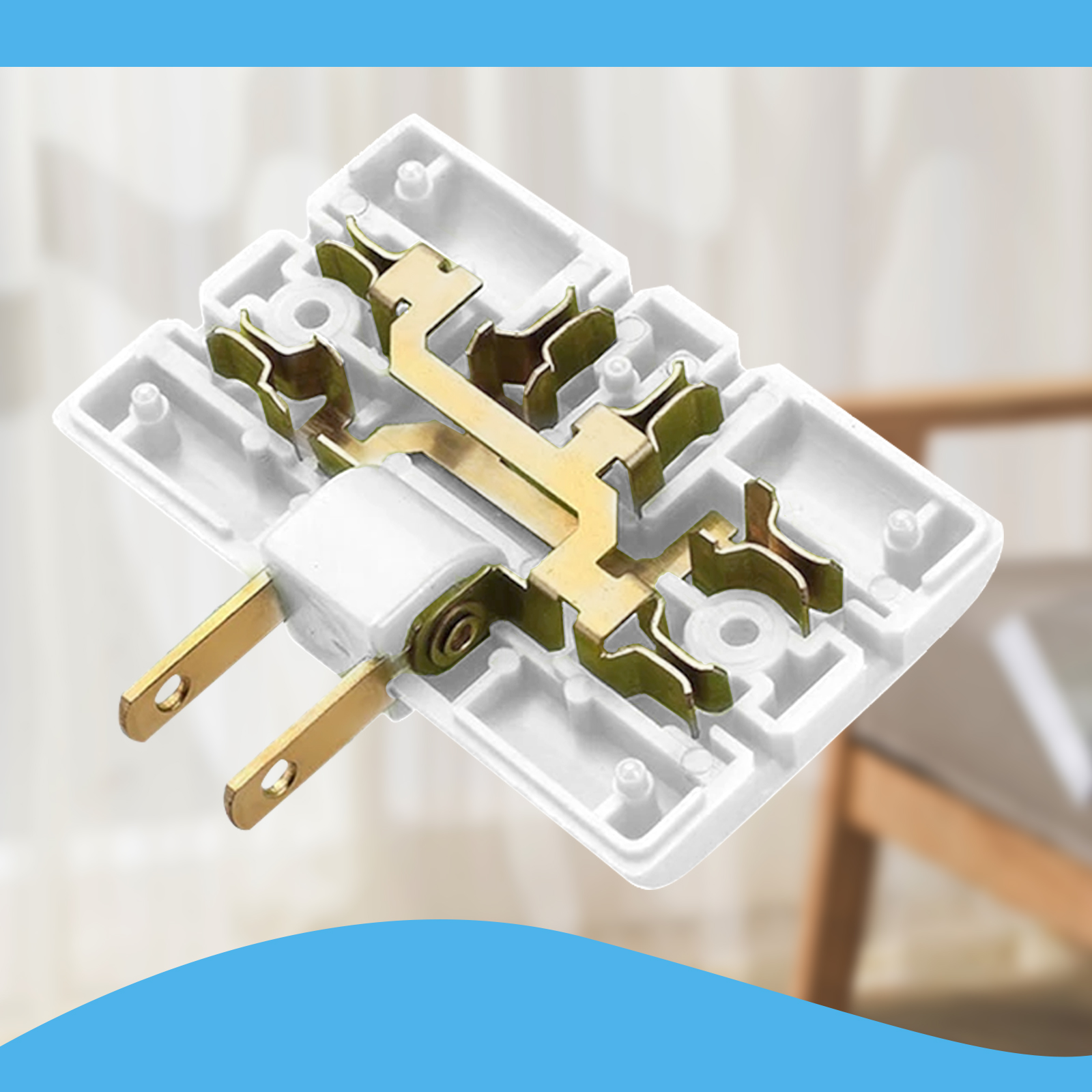 3-in-1 US wall socket, 180-degree rotatable 2-pin power adapter extender, suitable for the United States, Canada and Mexico