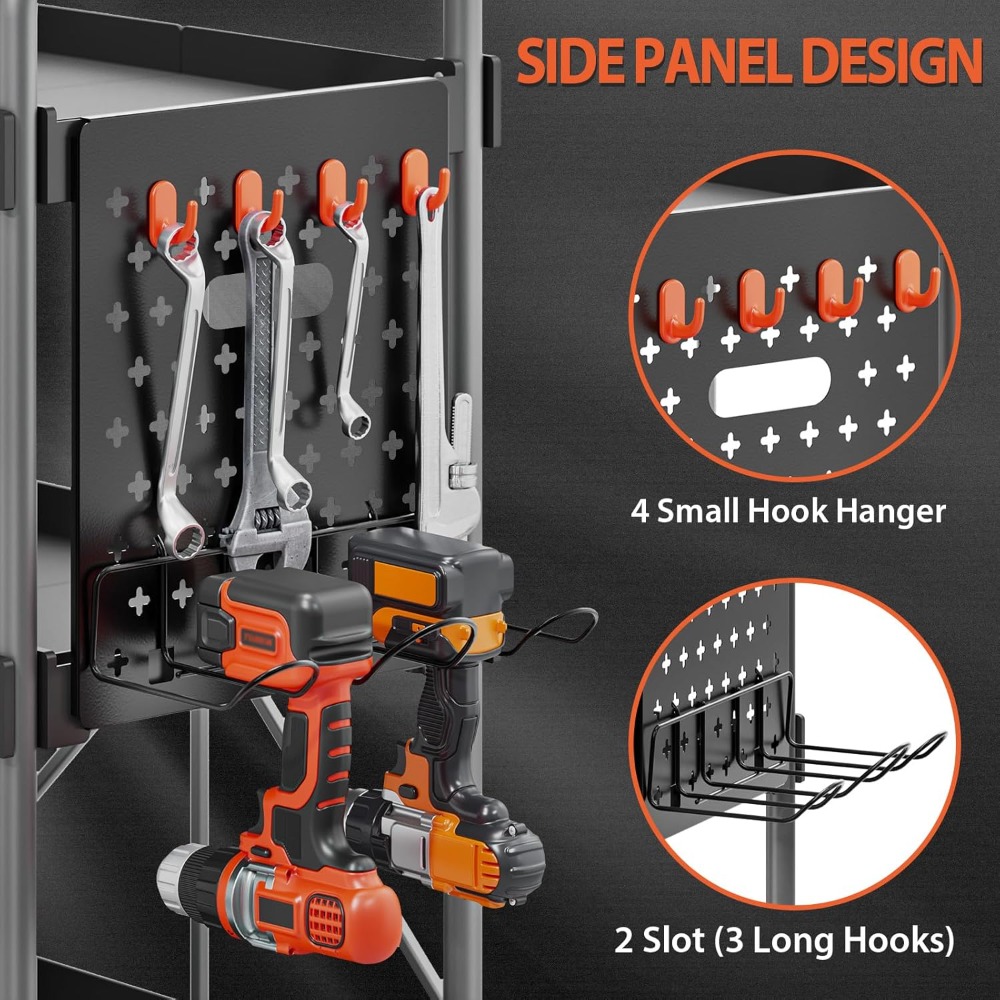 3 Tier Rolling Tool Cart, with Ergonomic Handle, Foldable Utility Service Cart, Multifunctional Storage Organizer, Workbenches